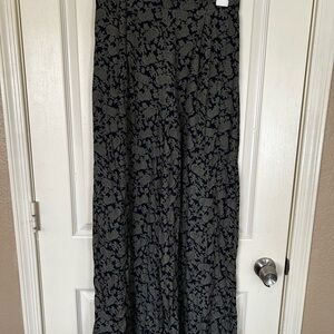Vintage Laura Ashley Black and Gold Floral Wide Leg Pants